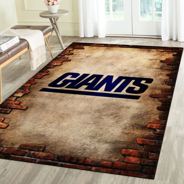 New York Giants Area Rug, Football Team Living Room Bedroom Carpet, Sports Floor Decor