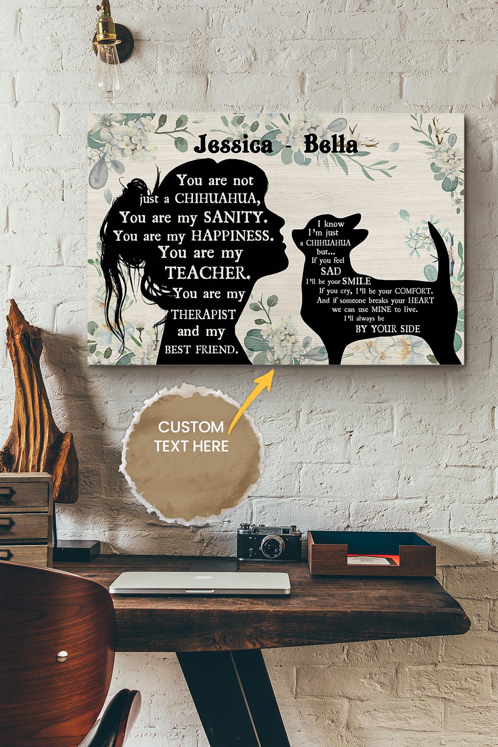 Chihuahua Lover Girl Therapist Best Friend Personalized Poster – Animal Wall Art – Gift For Dog Lover Dog Foster Puppy Fan Wrapped Canvas