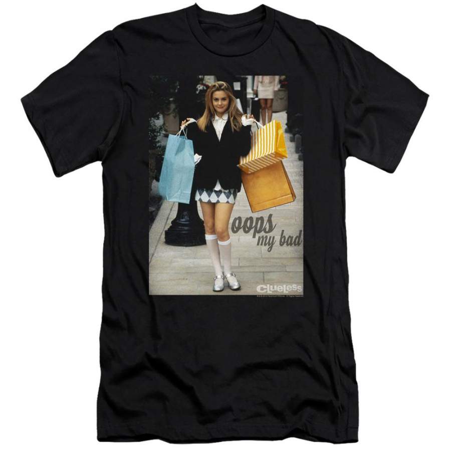 Clueless Oops My Bad Premium Bella Canvas Slim Fit Mens T Shirt Black