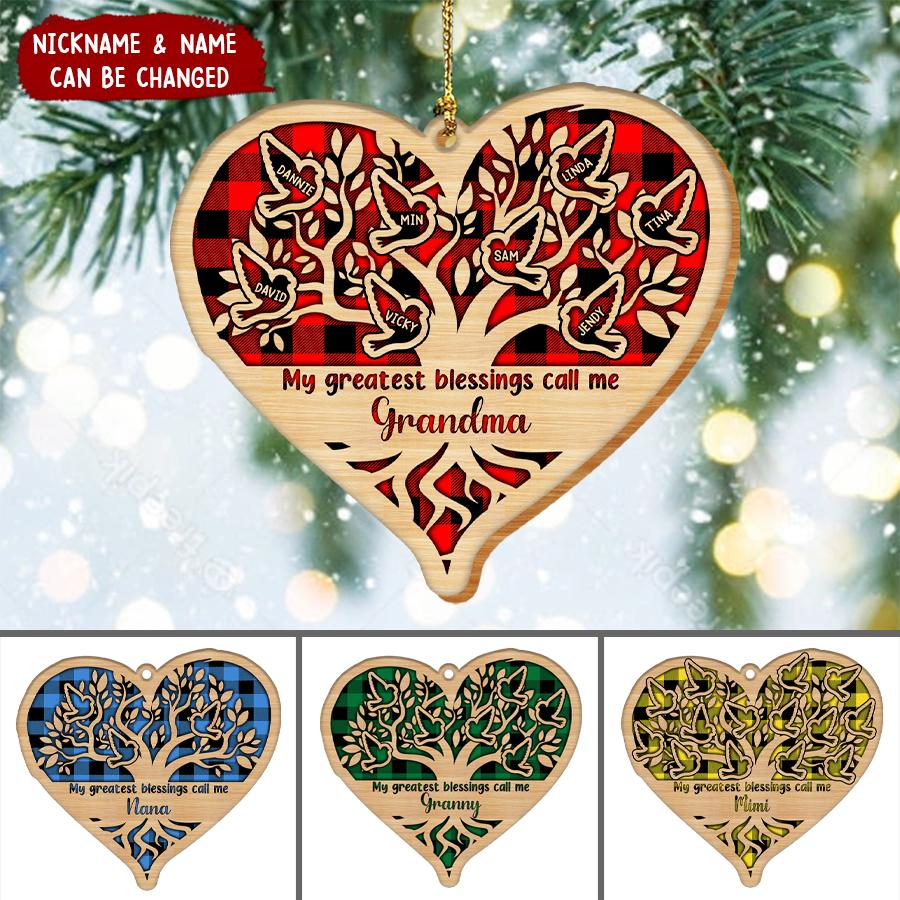 My Greatest Blessings Call Me Grandma Personalized Wood Custom Shape Ornament Knv01Oct21Ny1