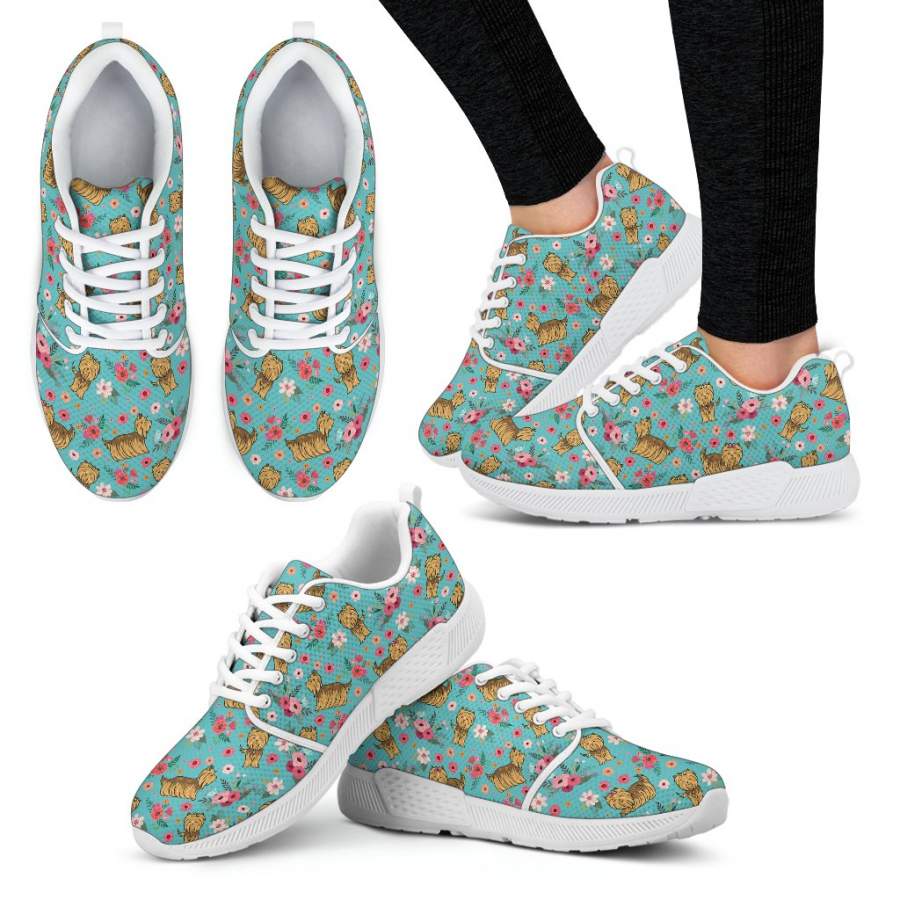 Yorkshire Terrier Flower Athletic Sneakers-Clearance