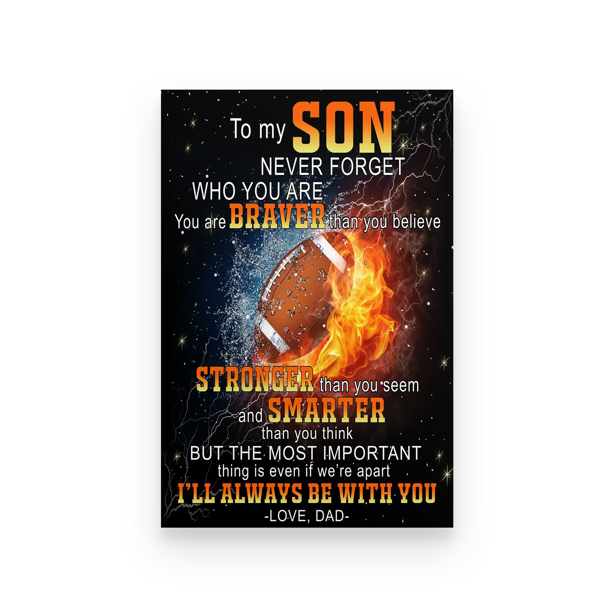 American football poster dad to son never forget who you are