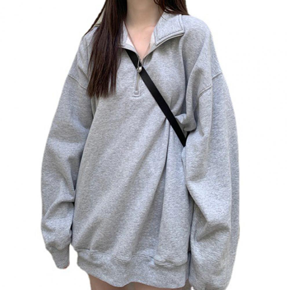 Sweatshirt Jumper Elastic Pullover Top Korean Style Oversized Solid Color Autumn Sweatshirt Blouse alx