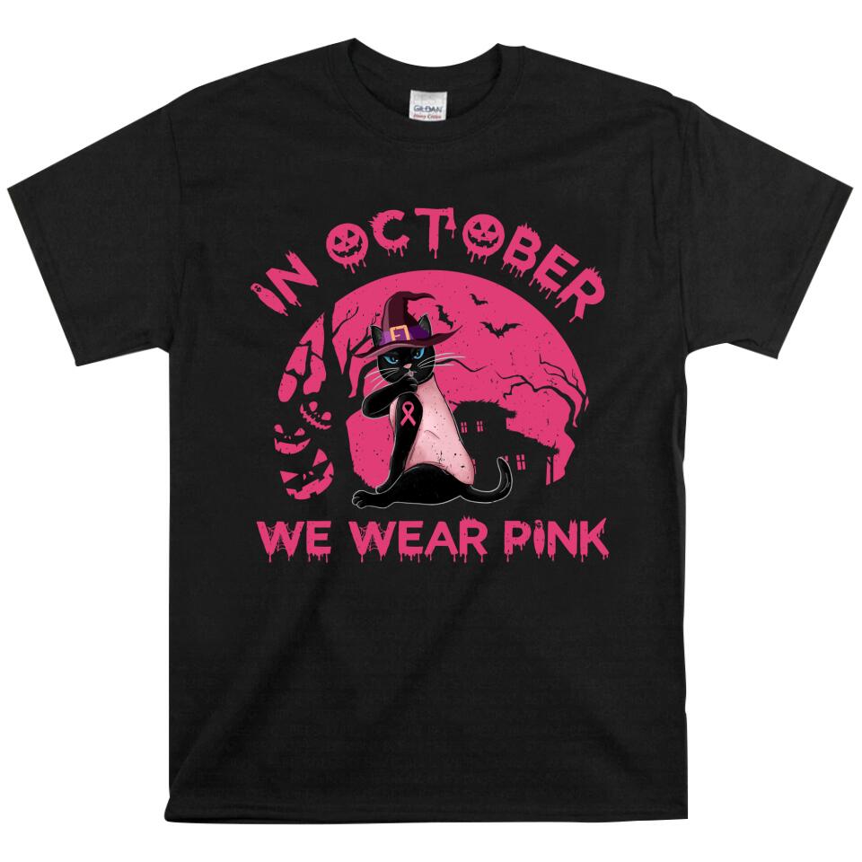 In October We Wear Pink Cat Lover T Shirts – Trending Personalized