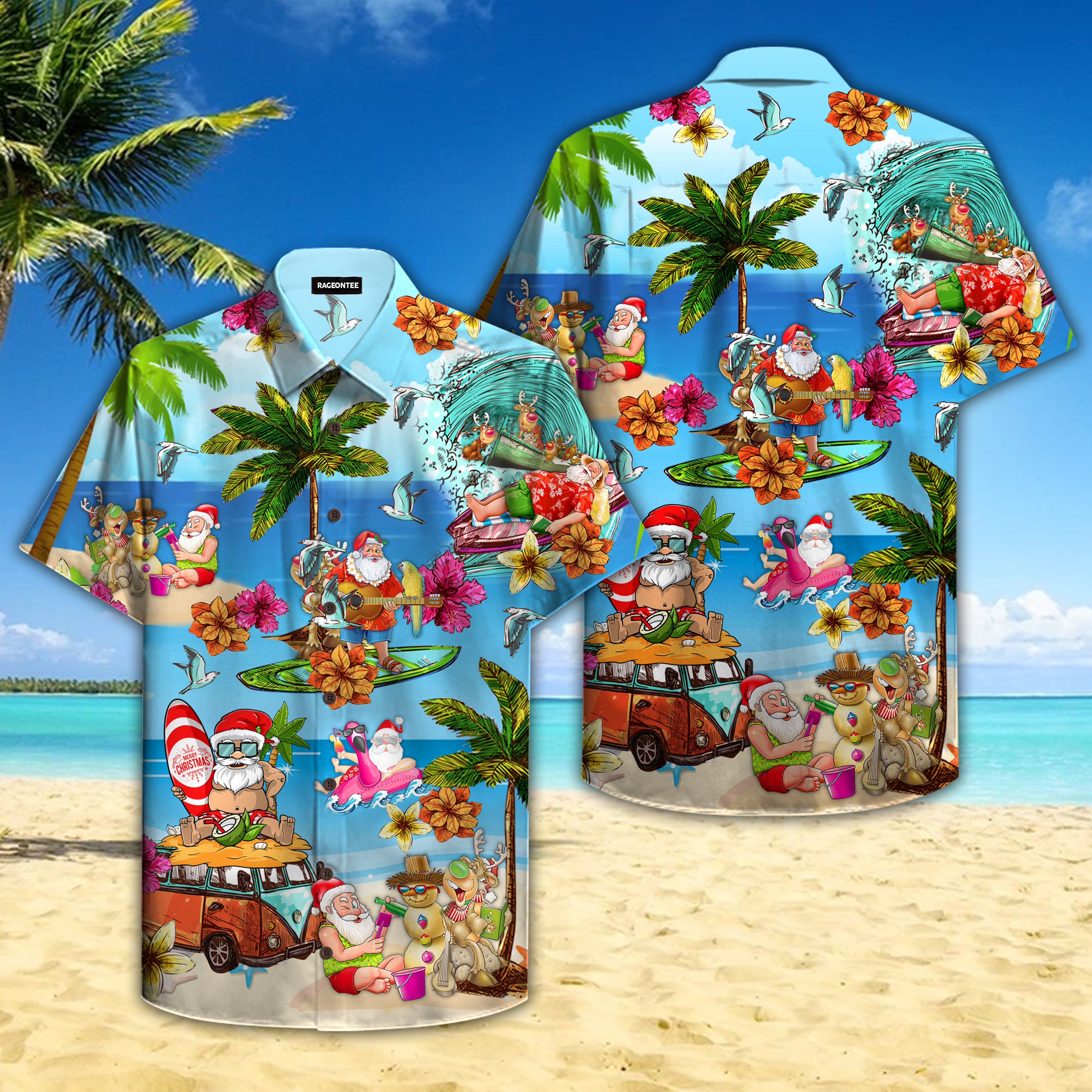 Santa On The Beach Hawaii Shirt For Men Women Adult Ha92192