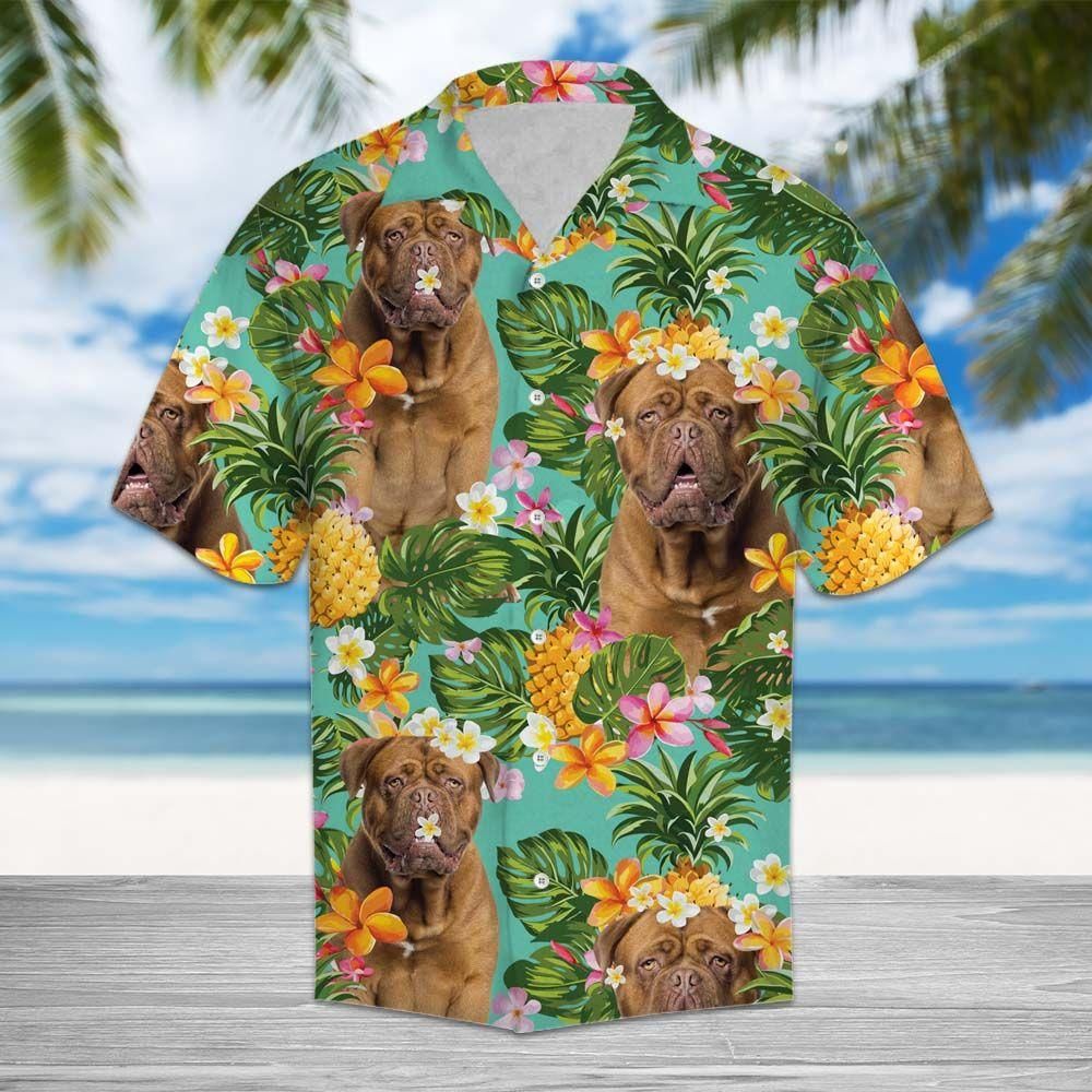 Tropical Pineapple Dogue De Bordeaux Aloha Hawaiian Shirt Colorful Short Sleeve Summer Beach Casual Shirt For Men And Women