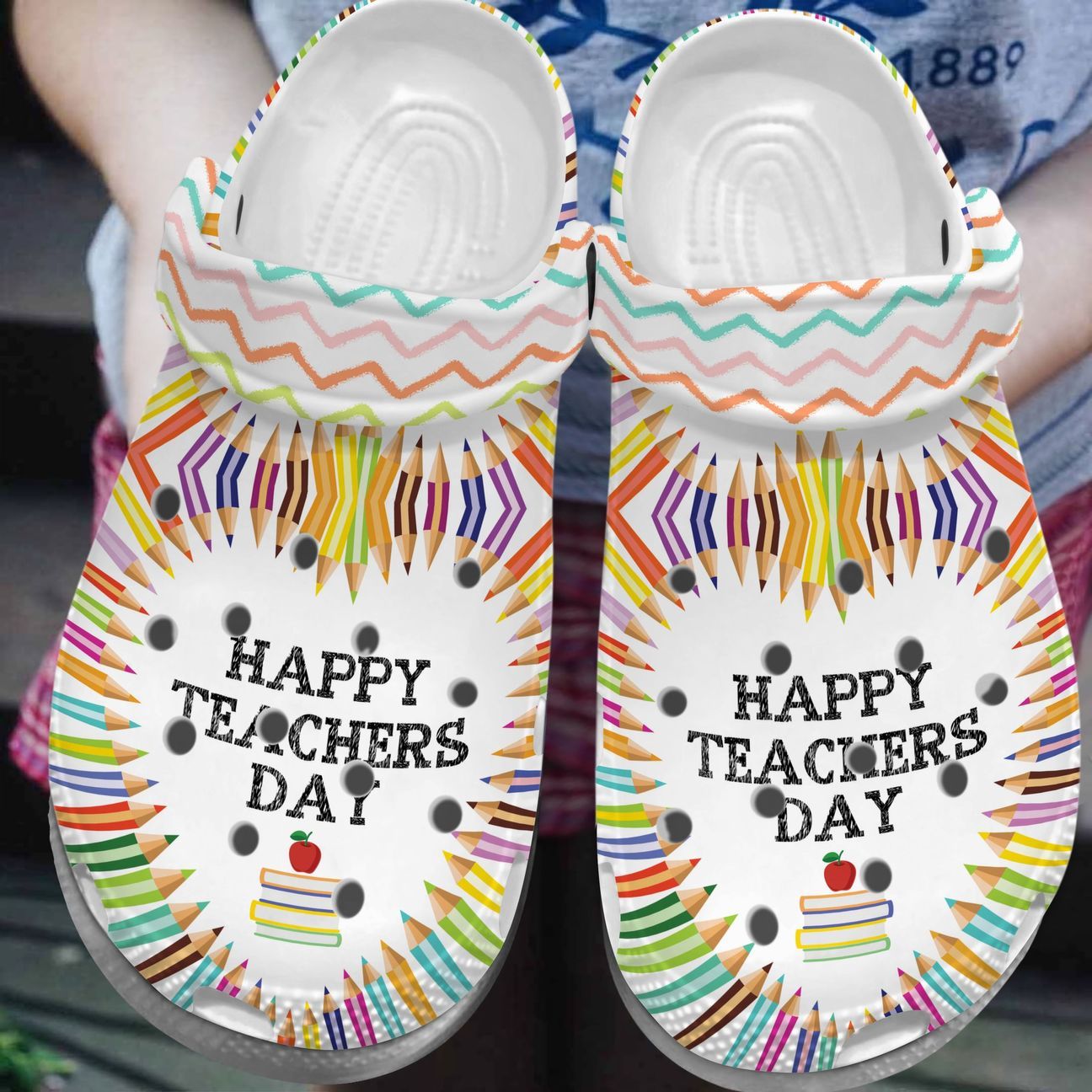 Teacher Personalized Clog, Custom Name, Text, Color, Number Fashion Style For Women, Men, Kid, Print 3D Happy Teacher Day