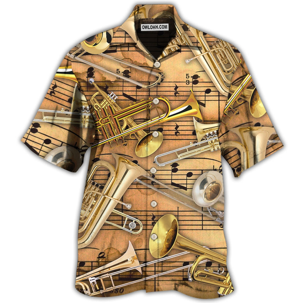 Trombone Music Notes Style – Hawaiian Shirt  – Owl Ohh