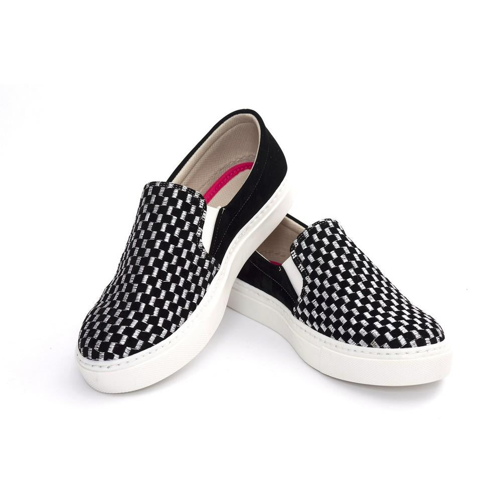 Black And White Squares Slip On Sneakers Shoes Nfs601