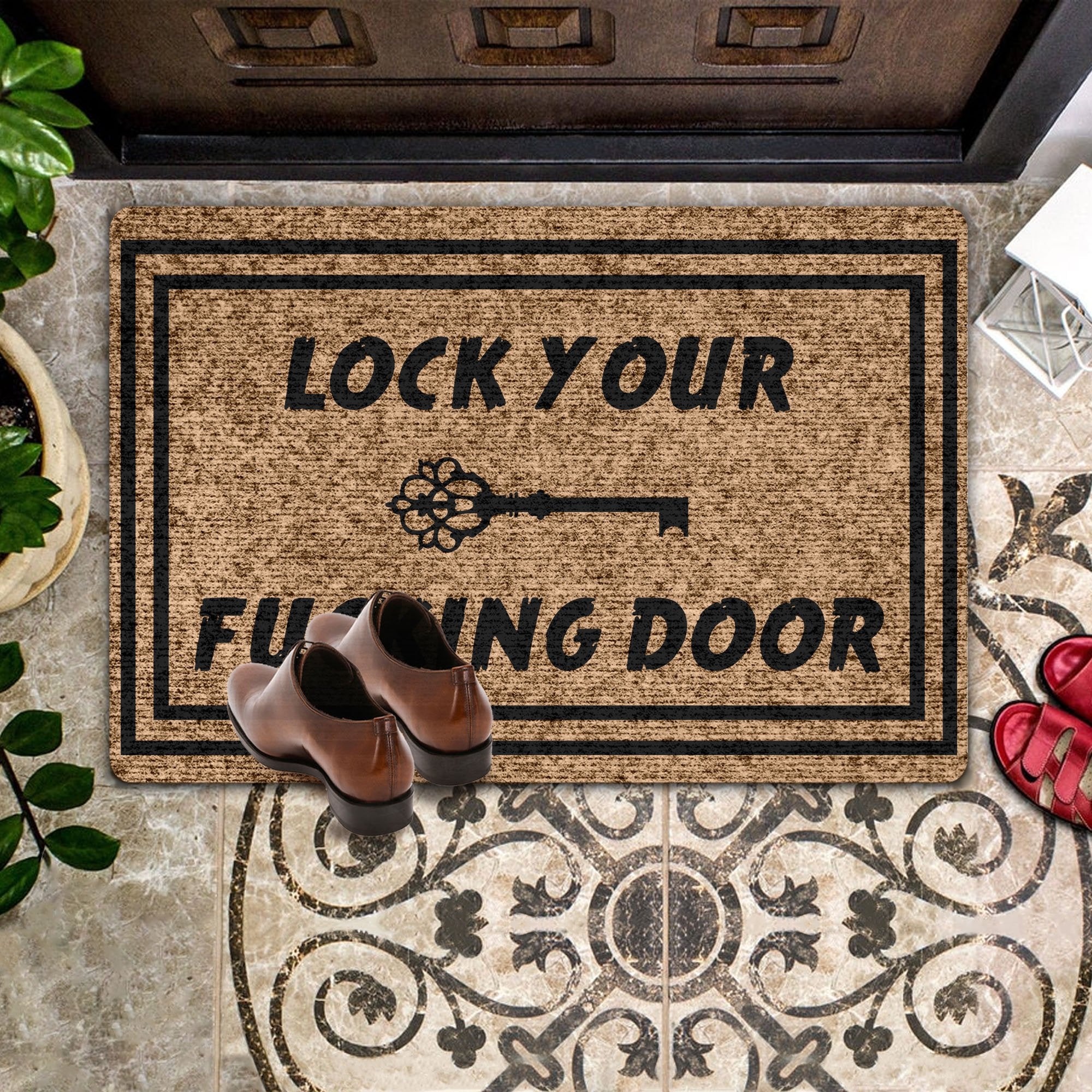 Lock Your Fu Door Coir Pattern All Over Printing Doormat Pre2023