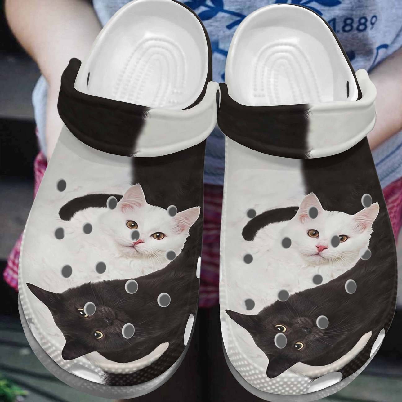 Cat Personalized Clog, Custom Name, Text, Color, Number Fashion Style For Women, Men, Kid, Print 3D Black And White