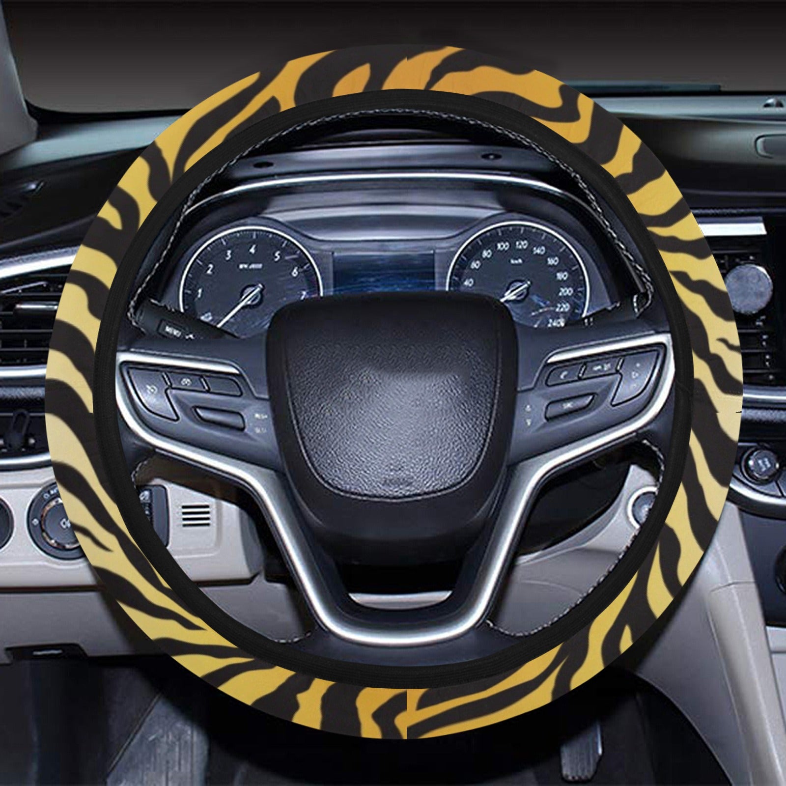 Tiger Print Design Lks302 Steering Wheel Cover With Elastic Edge