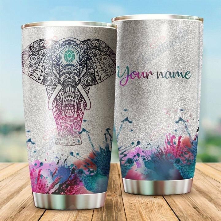 Personalized Elephant Dd2811030Cl Stainless Steel Tumbler Customize Name, Text, Number