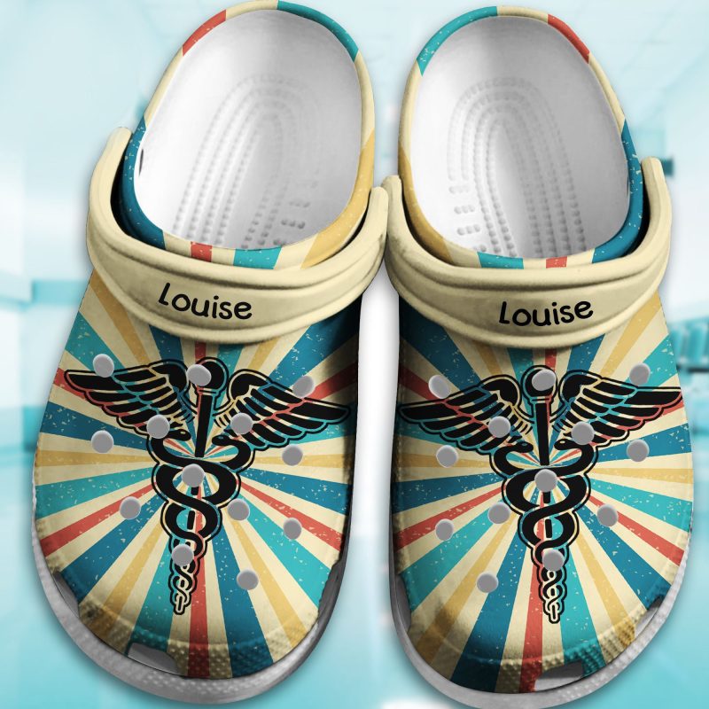 Vintage Retro Nurse Shoes Customize Name – Caduceus Outdoor Shoes Gift For Men Women