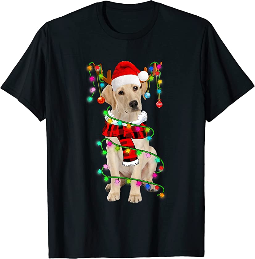 Labrador Dog Santa Xmas Puppy Lover Christmas Lights T-Shirt