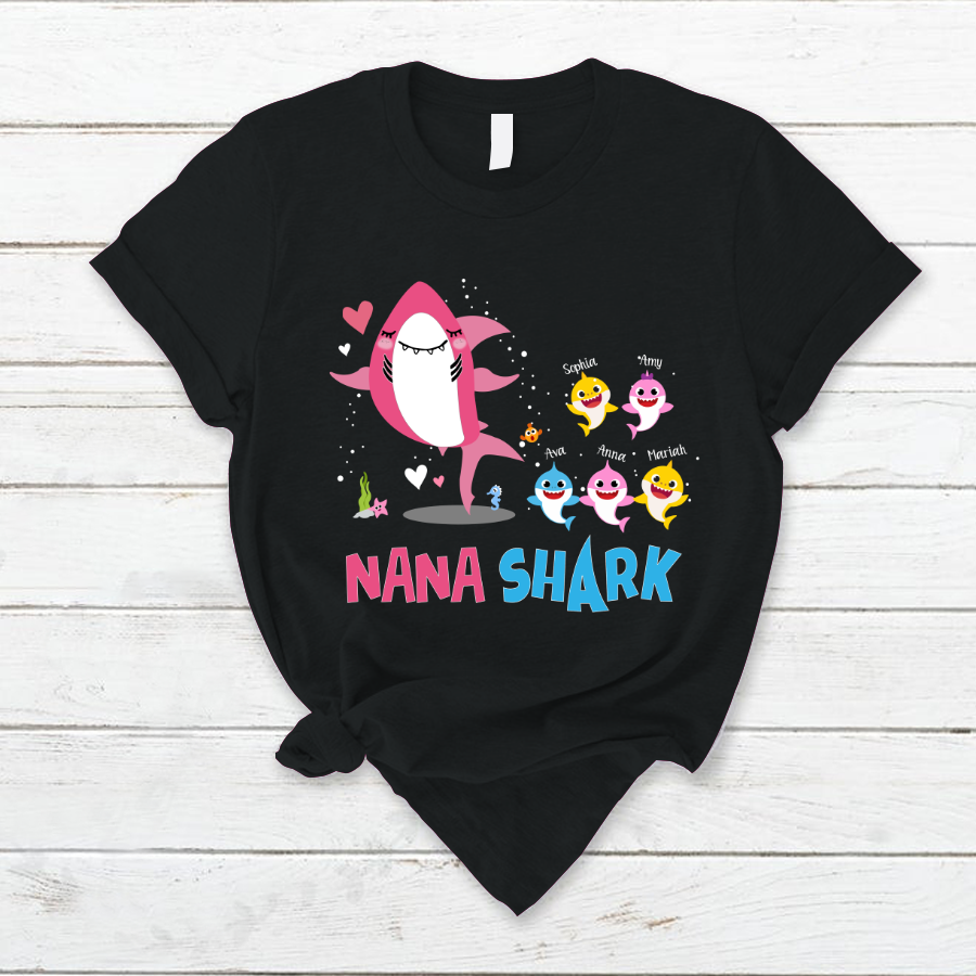 Nana Shark And Grandkids Custom T-Shirt