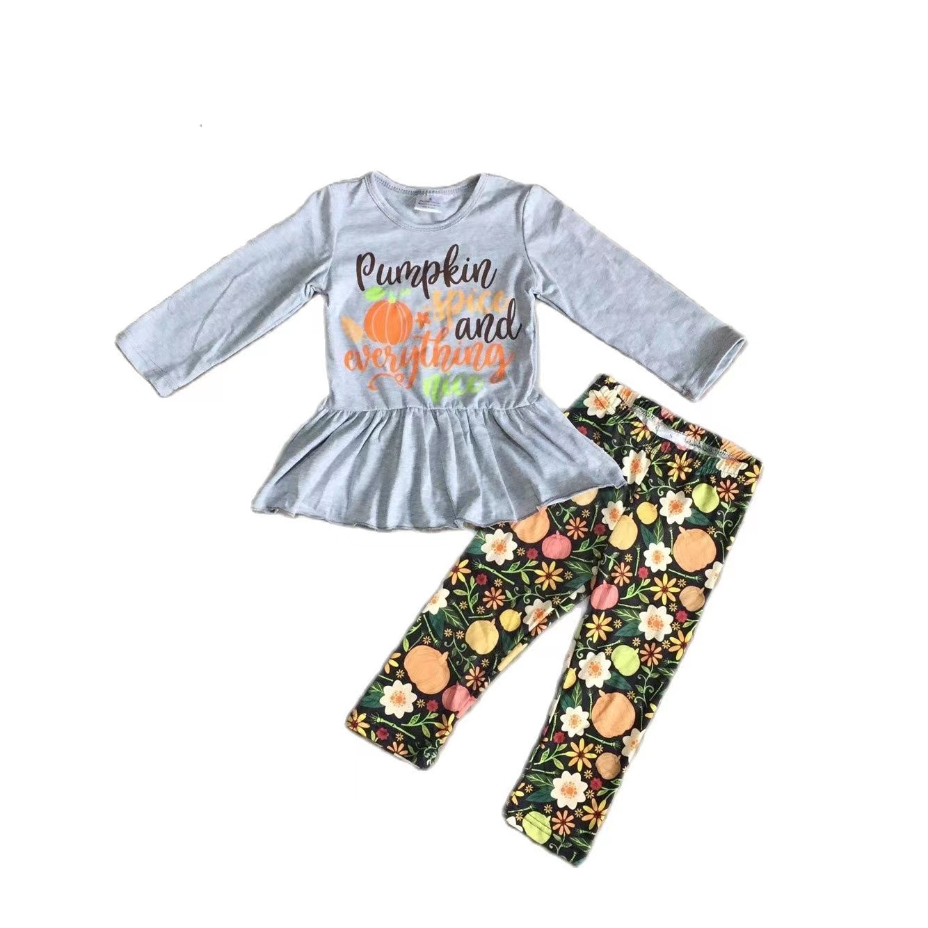 Special Offer Sale Girlymax Peace Fall Baby Girls Ruffles Bell-bottoms Pumpkin Floral Boutique Outfits Pants Set Kids Clothing alx