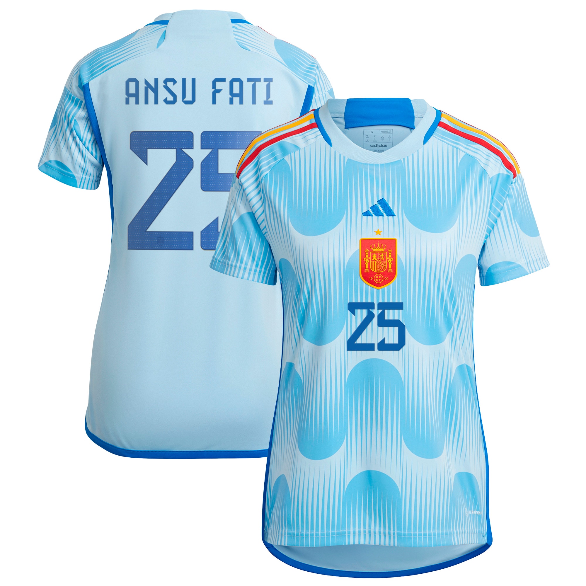 Ansu Fati Spain National Team Women's 2022/23 Away Replica Jersey – Blue