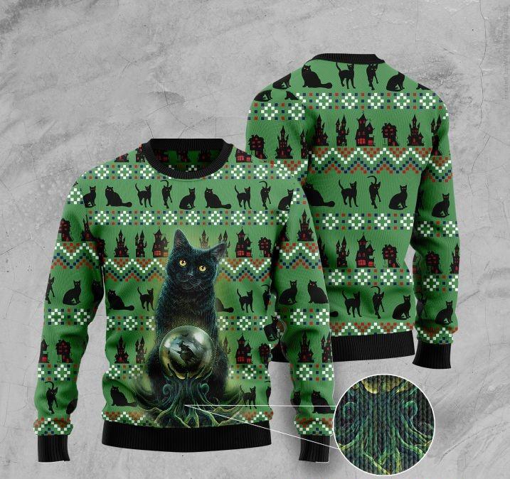 Black Cat Halloween Ugly Christmas Sweater | For Men & Women | Adult | Us5682