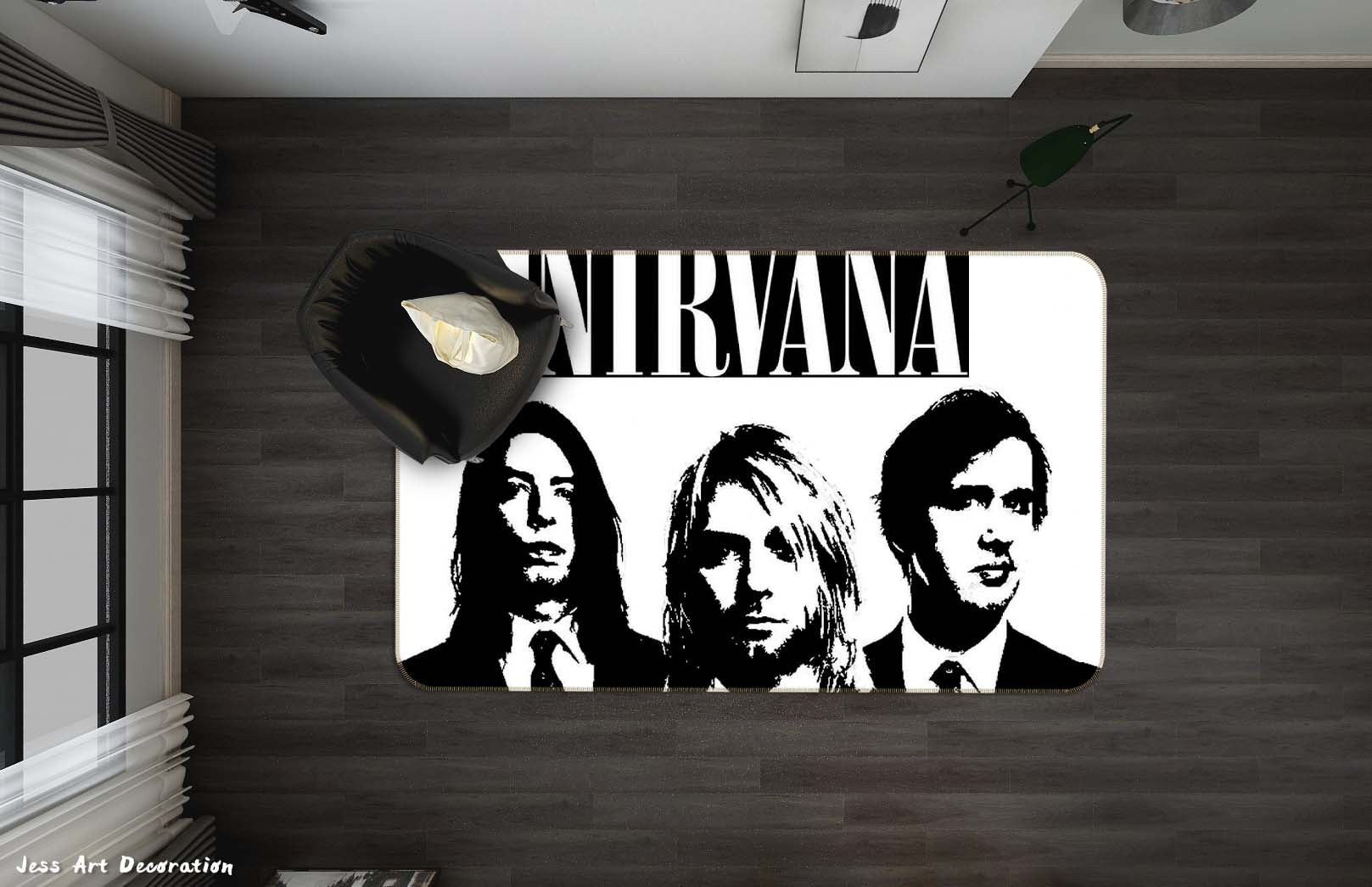 3D Nirvana Rock Band Black Non-Slip Rug Mat 27