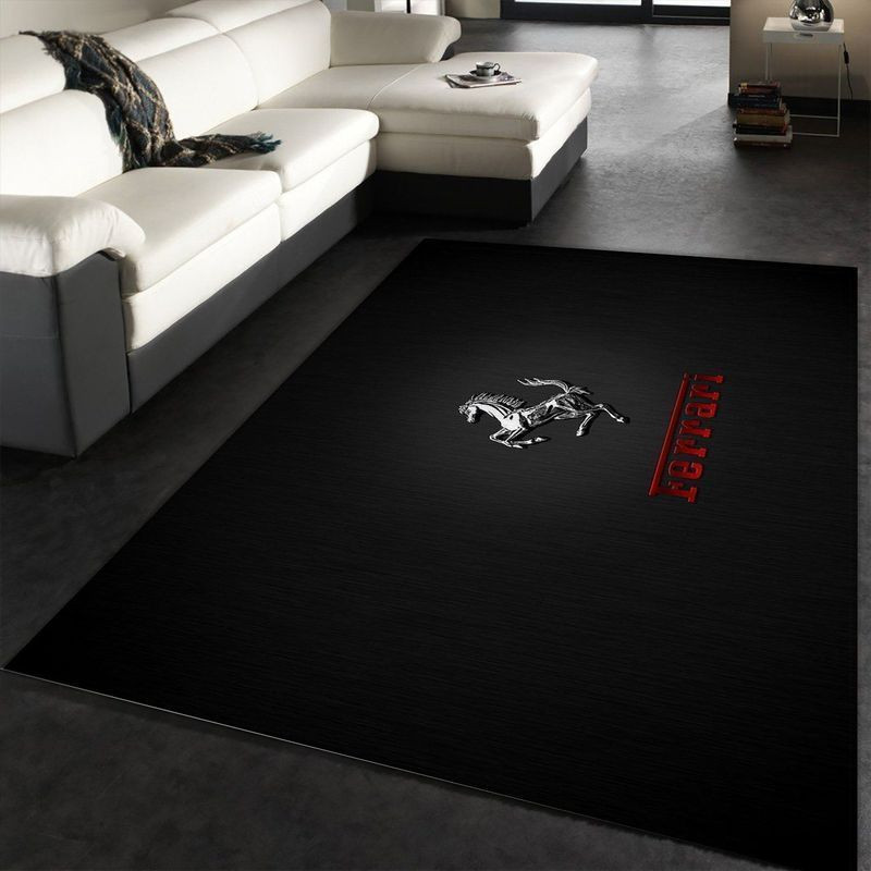 Ferrari Silver Logo Area Rug Living Room Rug Home Decor Floor Decor