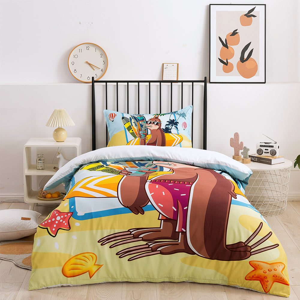 3D Cartoon Animal Beach Surfboard Quilt Cover Set Bedding Set Duvet Cover Pillowcases 322