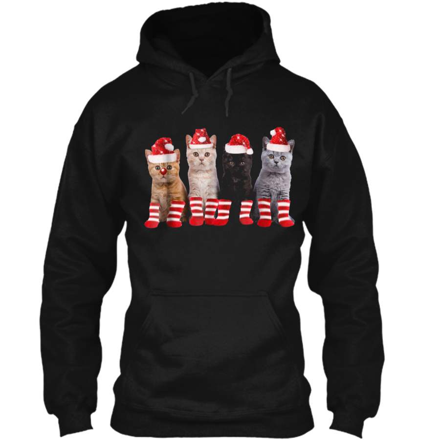 Kittens With Santa Hats  Funny Christmas Cat Meme Tee Pullover Hoodie   Christmas Gift Ideas