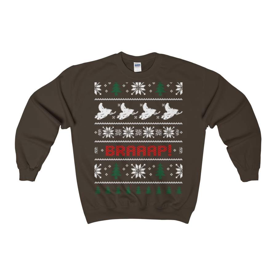 snowmobile snowmobiler ugly christmas sweatshirt-xmas