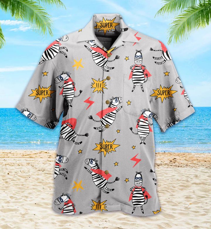 Zebra Hero Stars Grey Hawaiian Shirt  3D Hawaiian Shirt