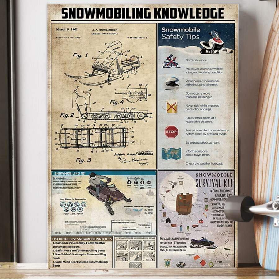 Snowmobiling Knowledge Custom Gift For Snowmobiling  Lovers Poster