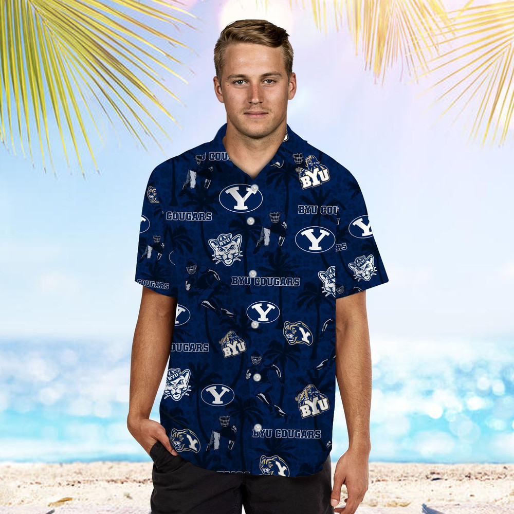 Byu Cougars Tropical Beach Coconut Tree Hawaiian Shirt