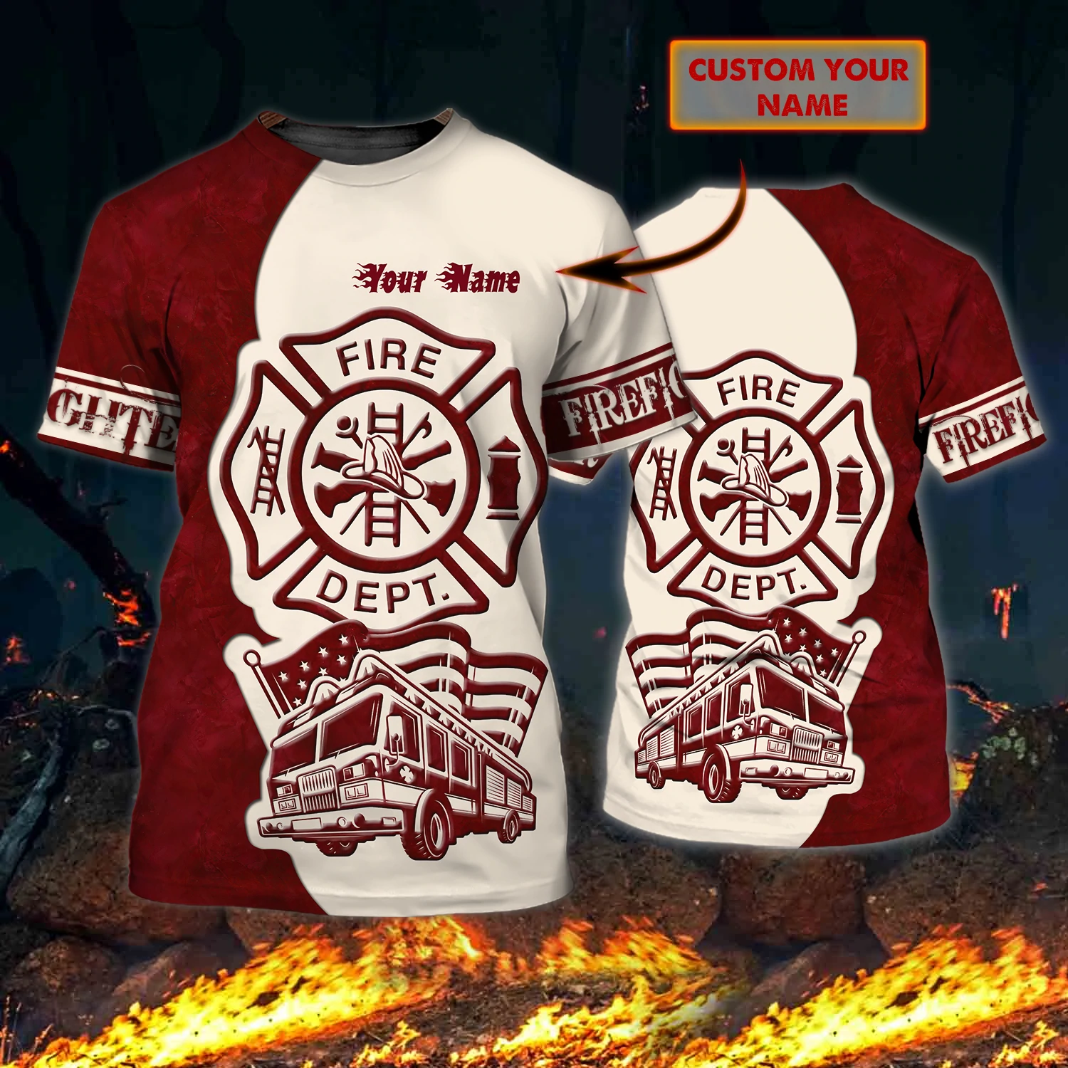 Firefighter 3D All Over Print, Fireman Tee, Fire Department Shirt, Gift For Fireman