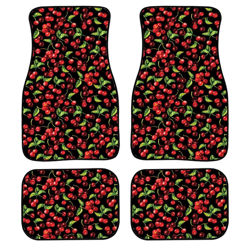 Watercolor Cherry Pattern Print Front And Back Car Floor Mats, Front Car Mat