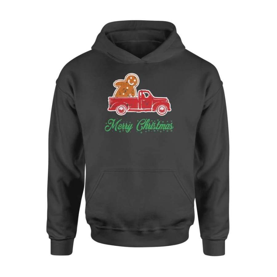 Red Truck Wagon Merry Christmas Gingerbread Man Gift Vintage – Standard Hoodie