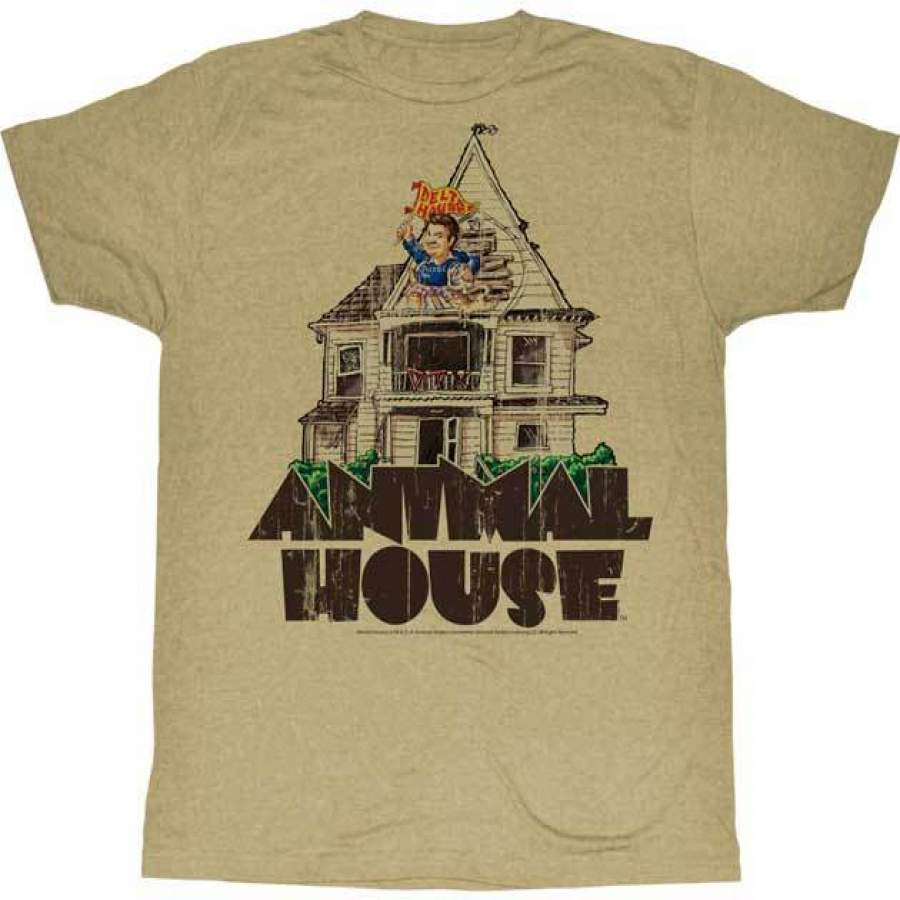 ANIMAL HOUSE-FLAG FLYER-KHAKI HEATHER ADULT S/S T-SHIRT