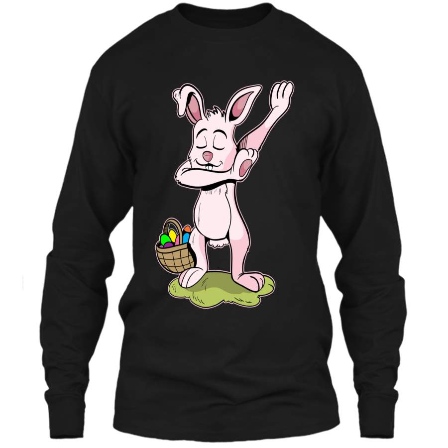 Dabbing Easter Bunny Shirt Kids Hip Hop Dab Dance Gift LS Ultra Cotton Tshirt