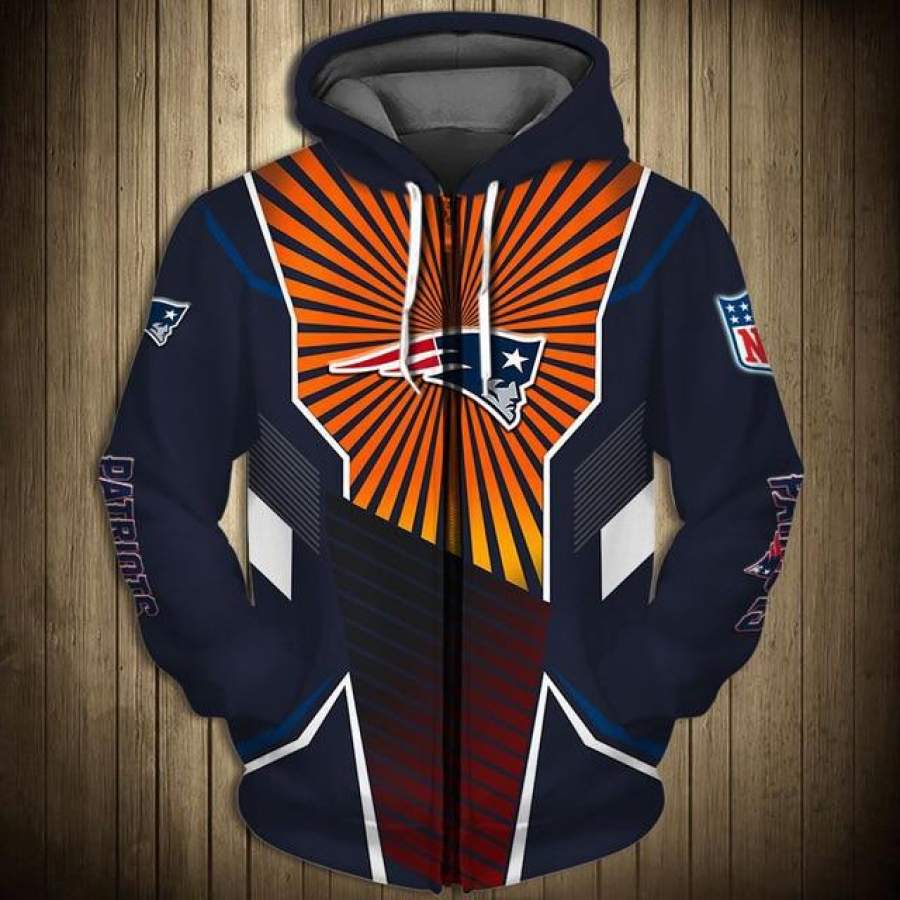 New England Patriots Sunlight Casual Zipper Hoodie