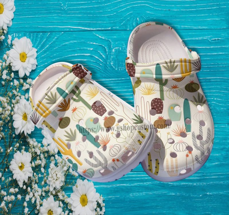 Cactus Desert Cute Chibi Croc Shoes Gift Niece- Cactus Girl Garden Decor Shoes Croc Clogs Gift Grandaughter