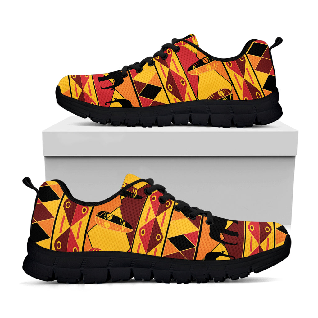 Sunset African Tribal Pattern Print Black Sneakers