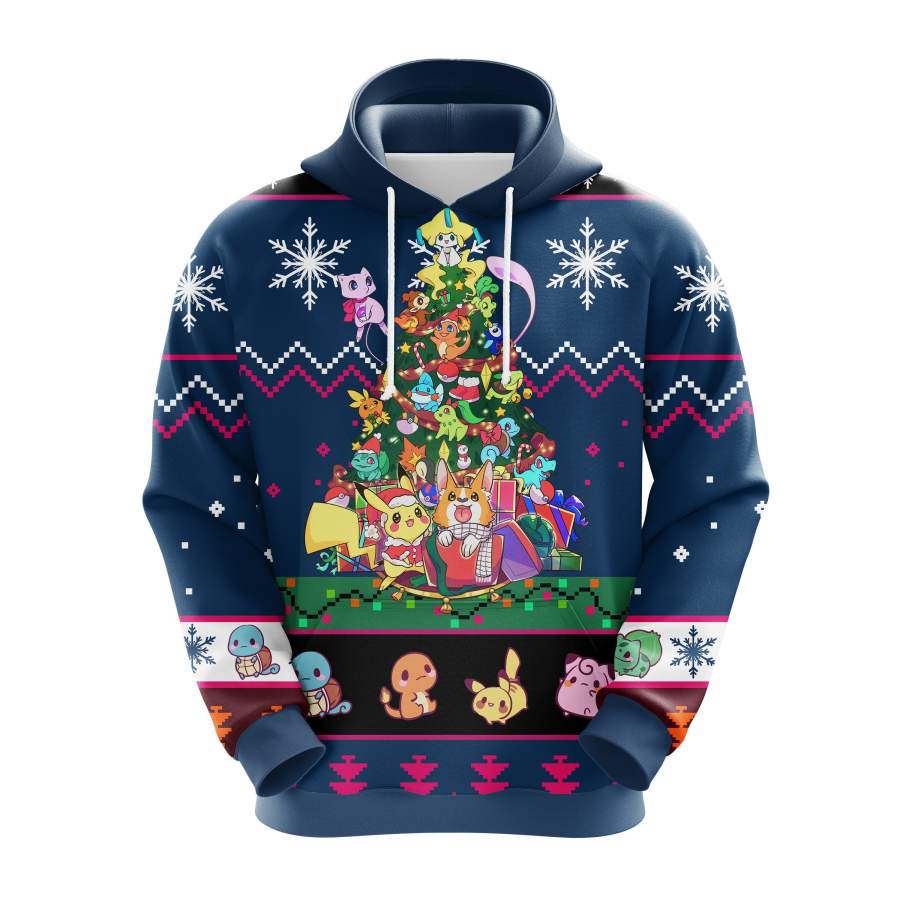 Pokemon Christmas cute Noel Mc Ugly Hoodie Blue 2- Amazing Gift idea