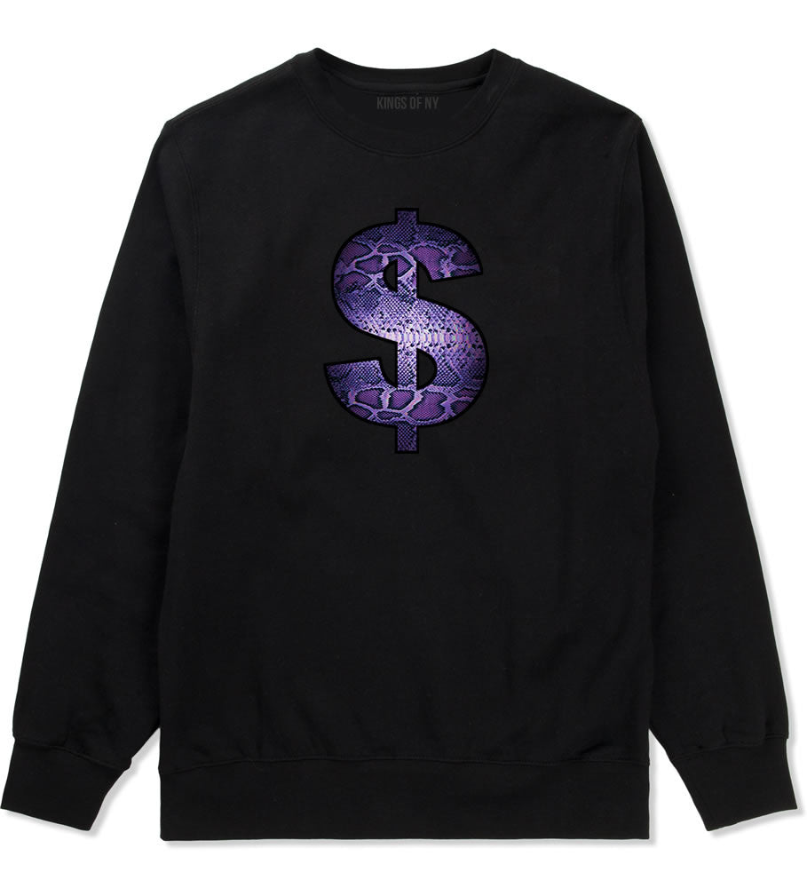 Snakeskin Money Sign Purple Animal Print Crewneck Sweatshirt