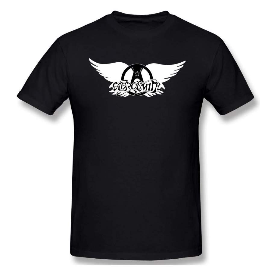 Aerosmith Print Men T Shirt Summer Crew Neck Print Short Sleeve Tee Tops Black