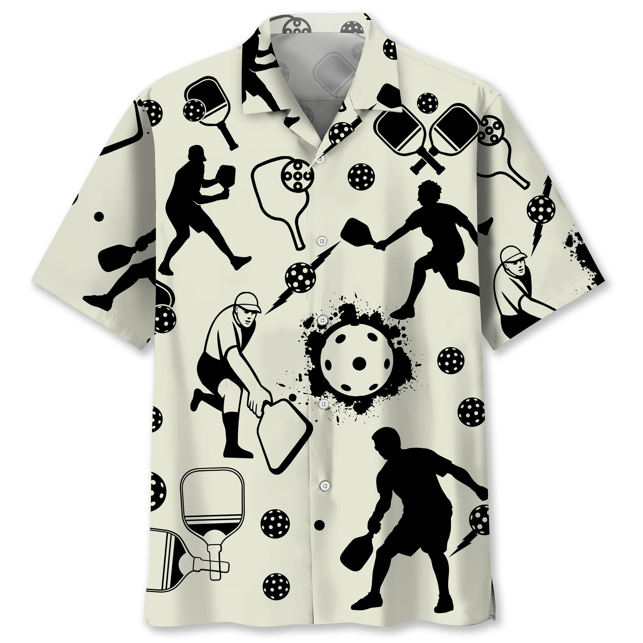 Pickleball Icon Bw Hawaiian Shirt Ha10223