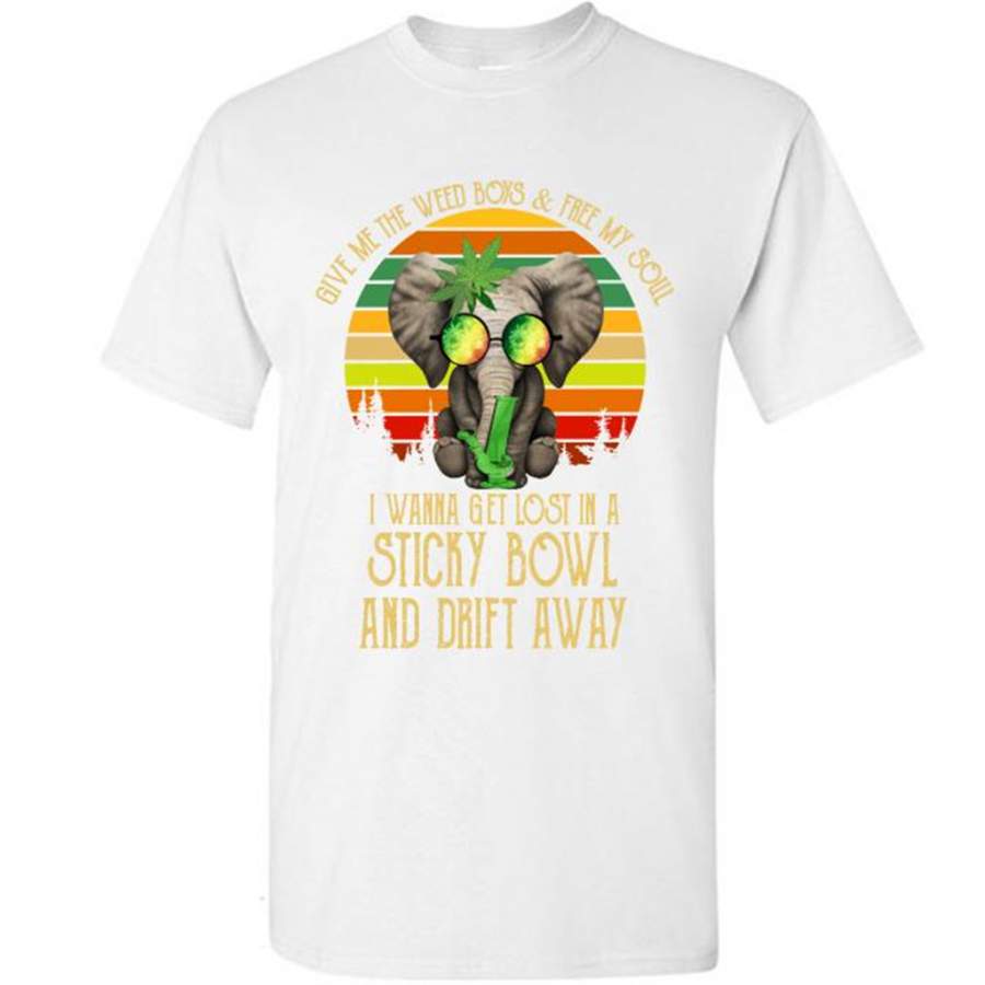 Give Me The Weed Boys And Free My Soul I Wanna Get Lost In A Sticky Bowl And Drift Away Elephant Classic Vintage – Gildan Short Sleeve Shirt