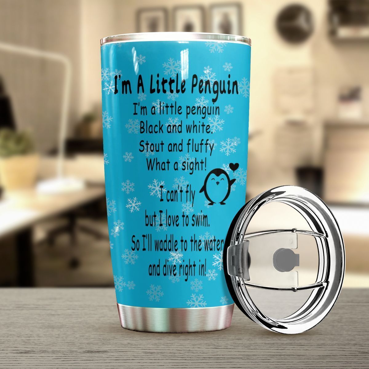 I’m A Little Penguin Black And White Stainless Steel Tumbler Perfect Gifts For Penguin Lover Tumbler Cups For Coffee/Tea, Great Customized Gifts For Birthday Christmas Thanksgiving