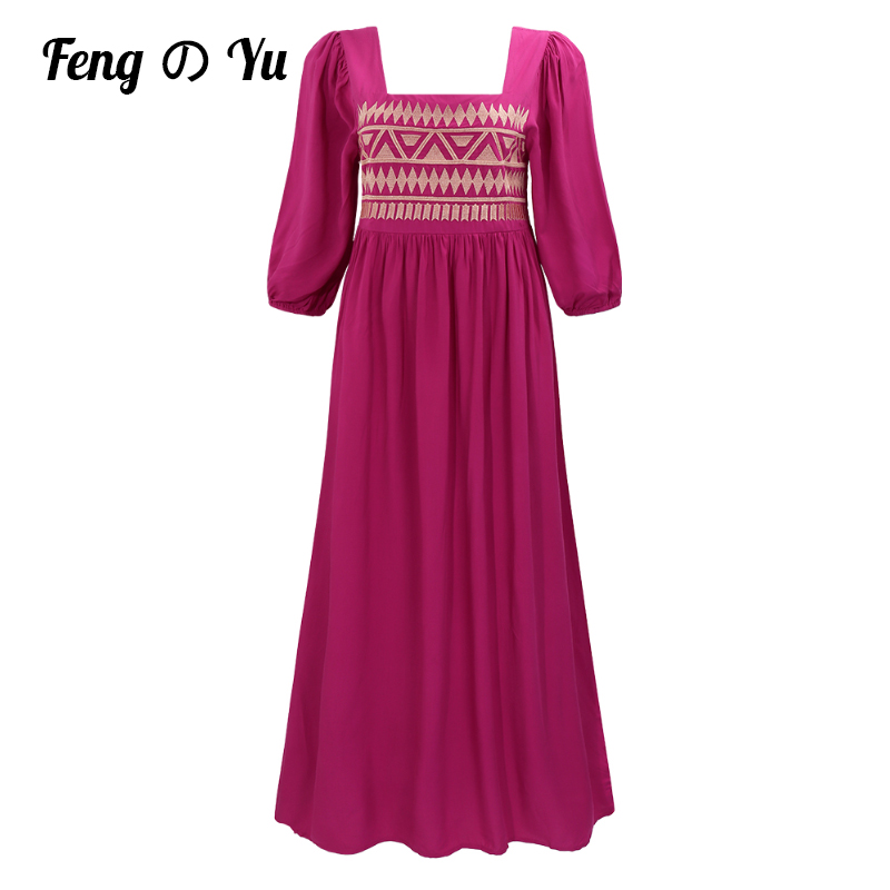 Summer Off-Shoulder Sexy Ladies Dress Elegant Female Solid Color Long Off-Shoulder Dress Square Neck Pink Dress Long Section alx