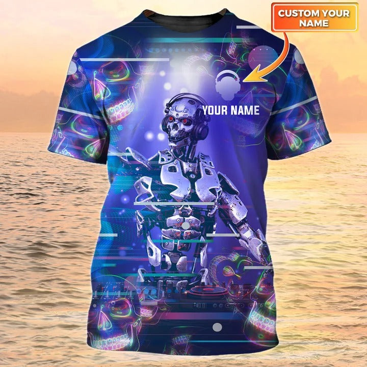 Dj Men Personalized 3D Shirt, Skull Dj Custom Shirt, Dj Shirt, Best Dj Gift For Him