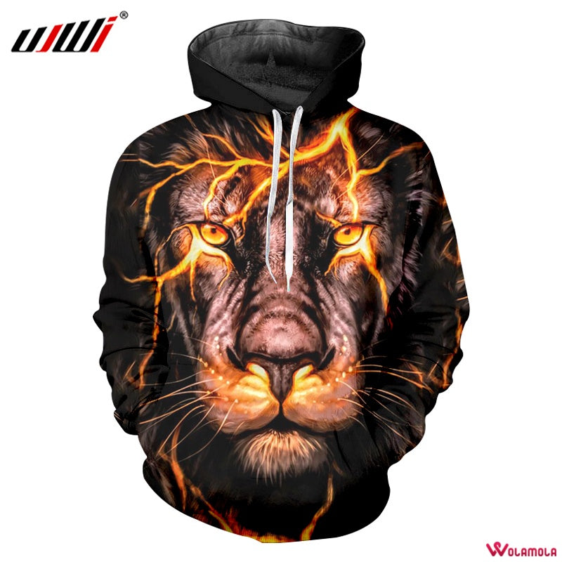 3D Printing Flash Lion Hoodie Sweatshirt Hip Hop Man Trackusit Out