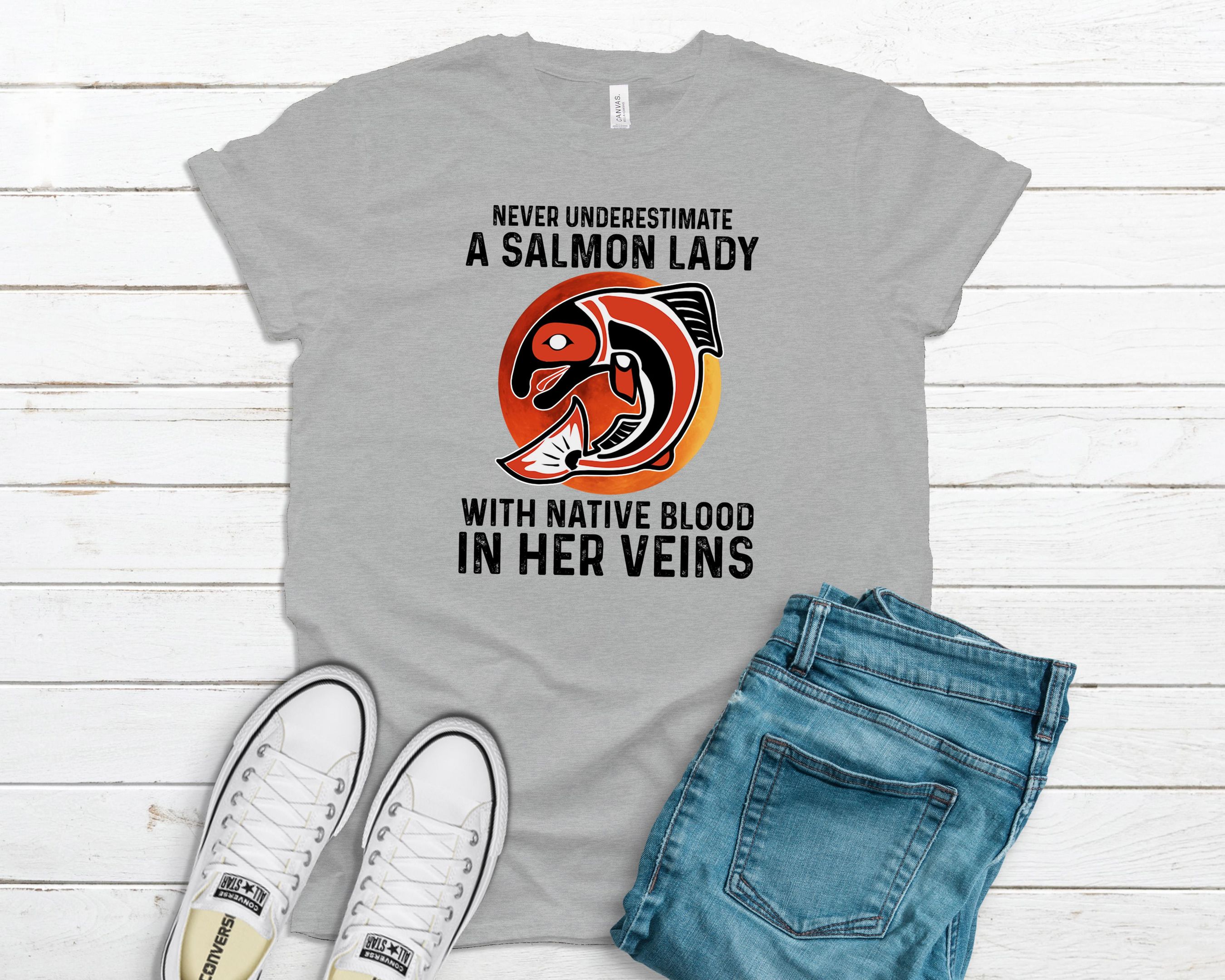 A Salmon Lady Shirt, Native Blood Shirt, Native American Zodiac Sign Shirt