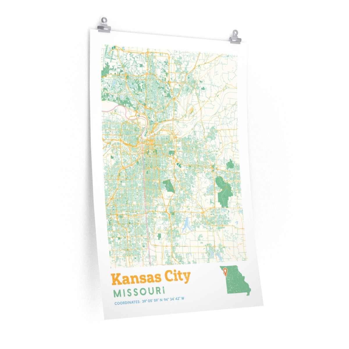 Kansas City Missouri City Street Map Poster